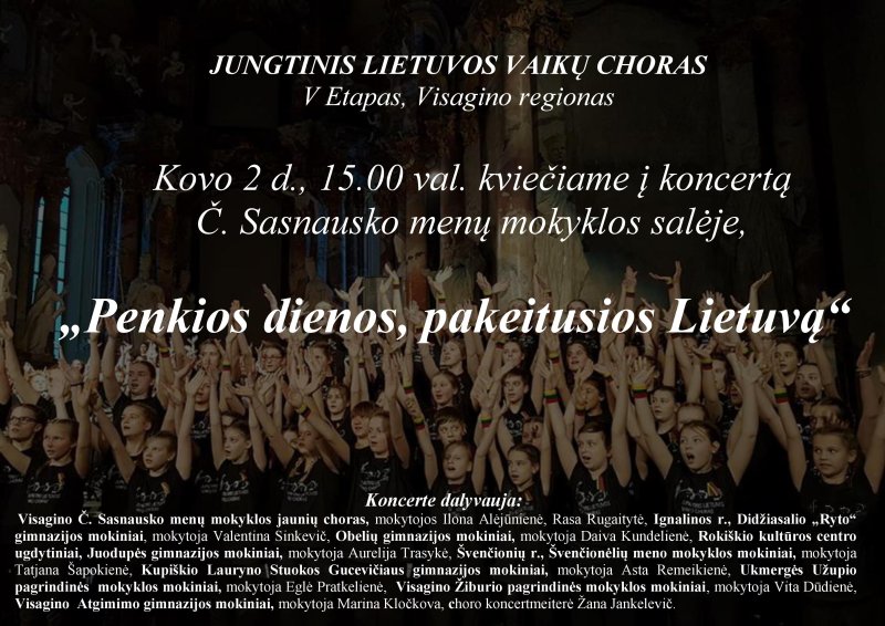Jungtinis Lietuvos vaikų choras kviečia į koncertą „Penkios dienos, pakeitusios Lietuvą“