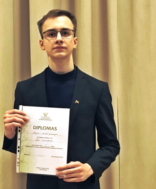 Nojus Marcinkevičius – Lietuvos mokinių regioninio meninio skaitymo konkurso nugalėtojas!