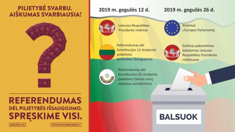 12 мая - выборы президента Литвы, референдумы об изменении 12 и 55 статей Конституции