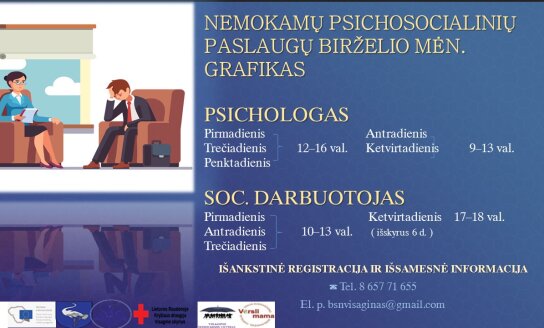 Nemokamų psichosocialinių paslaugų 2019 m. birželio mėn. grafikas