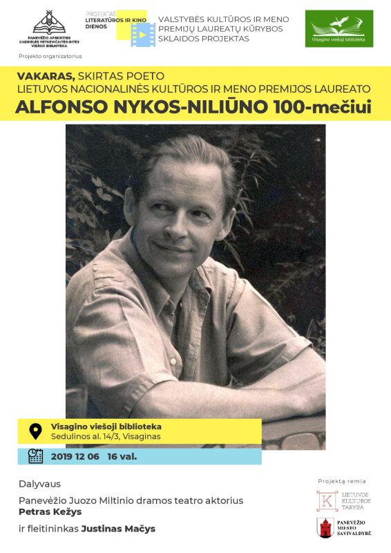 Poetinis vakaras, skirtas poeto Alfonso Nykos-Niliūno 100-mečiui