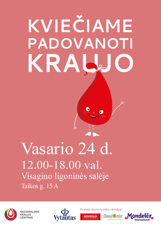 Visagino ligoninės salėje vyks kraujo donorystės akciją