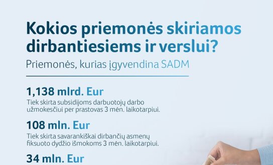 Kokios priemonės skiriamos dirbantiems ir verslui