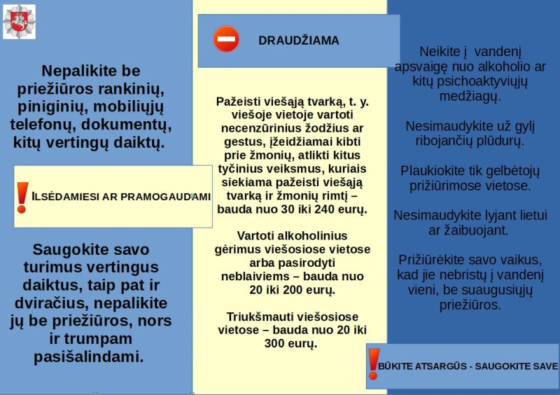 Policijos pareigūnai stebės kaip poilsiautojai laikosi taisyklių
