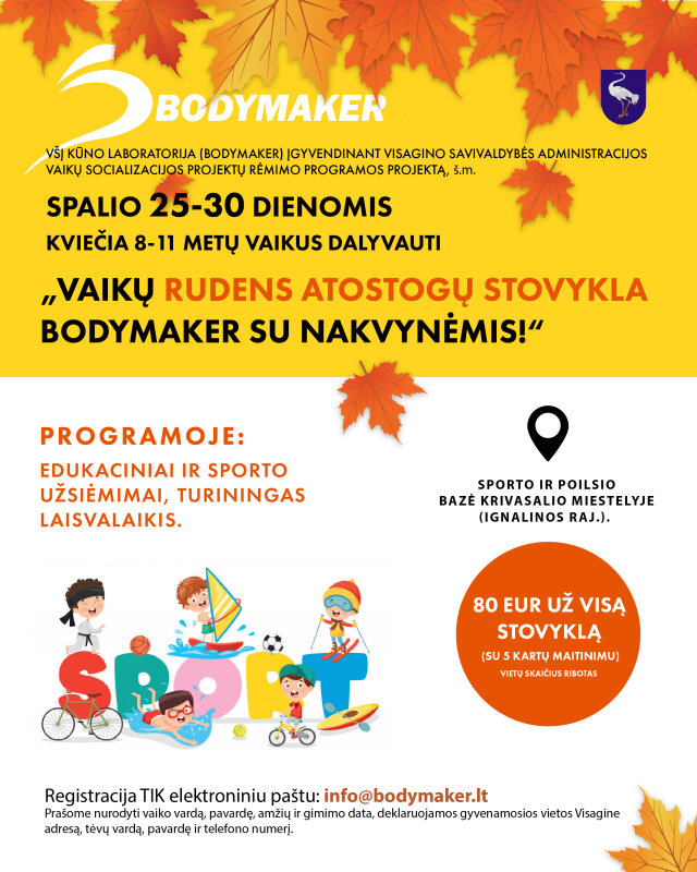 Vaikų rudens atostogų stovykla „Bodymaker“ 