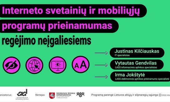 Interneto svetainių ir mobiliųjų programų prieinamumas regėjimo neįgaliesiems