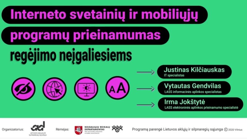 Interneto svetainių ir mobiliųjų programų prieinamumas regėjimo neįgaliesiems