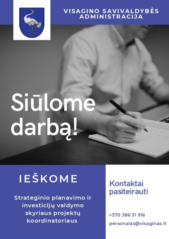 Skelbiamas konkursas Projektų koordinatoriaus pareigoms eiti