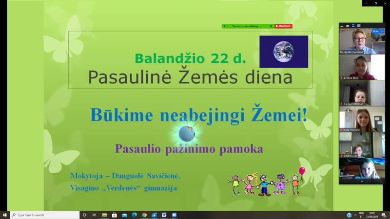 Miesto mokyklų ketvirtokai dalyvavo nuotolinėje pamokoje „Nebūk abejingas Žemei“ (LL3 projekto...