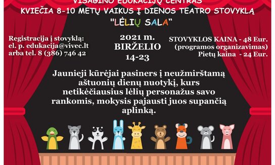 Visagino edukacijų centras kviečia į dienos teatro stovyklą „Lėlių sala“