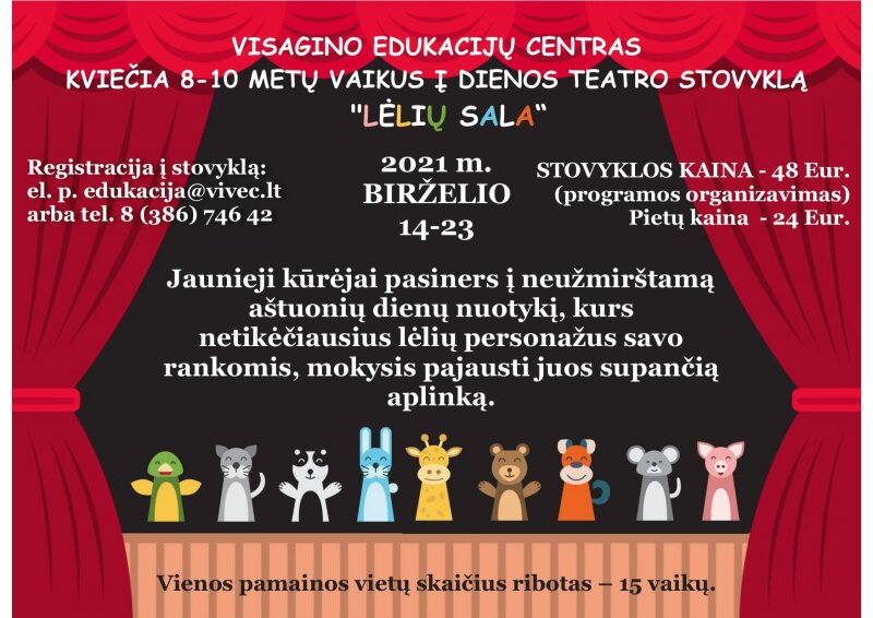 Visagino edukacijų centras kviečia į dienos teatro stovyklą „Lėlių sala“