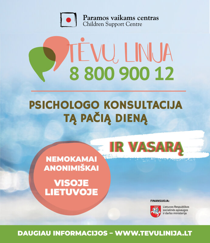 „Tėvų linijoje“ psichologo konsultacija – tą pačią dieną, visoje Lietuvoje, ir vasarą