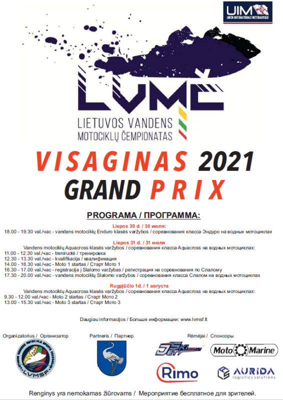 Lietuvos vandens motociklų čempionato II etapas vyks Drūkšių ežere