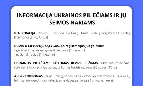 Informacija Ukrainos piliečiams ir jų šeimų nariams