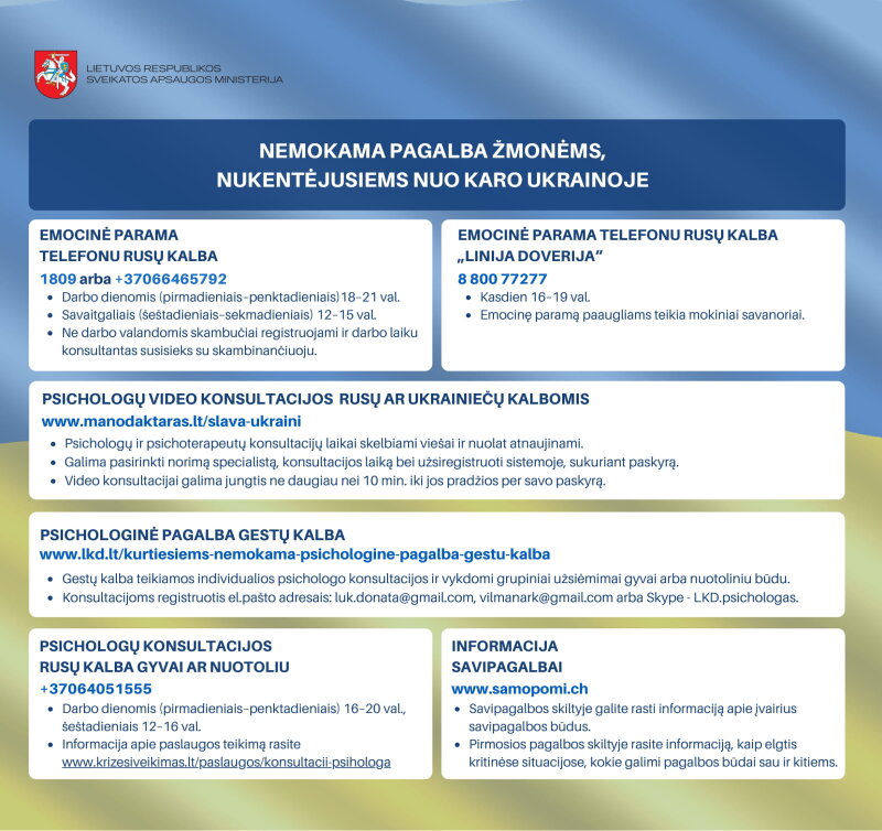 Emocinės - Psichologinės pagalbos informacija