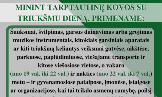 Balandžio 26-oji – Tarptautinė kovos su triukšmu diena!