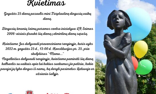 Gegužės 25 -ąją Lietuvoje minima Tarptautinė dingusių vaikų diena