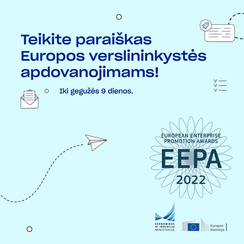 Pratęstas terminas teikti paraiškas 2022 m. Europos verslininkystės skatinimo apdovanojimų...