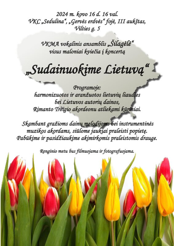Ansamblis „Šilagėlė“ kviečia į koncertą „Sudainuokime Lietuvą“!