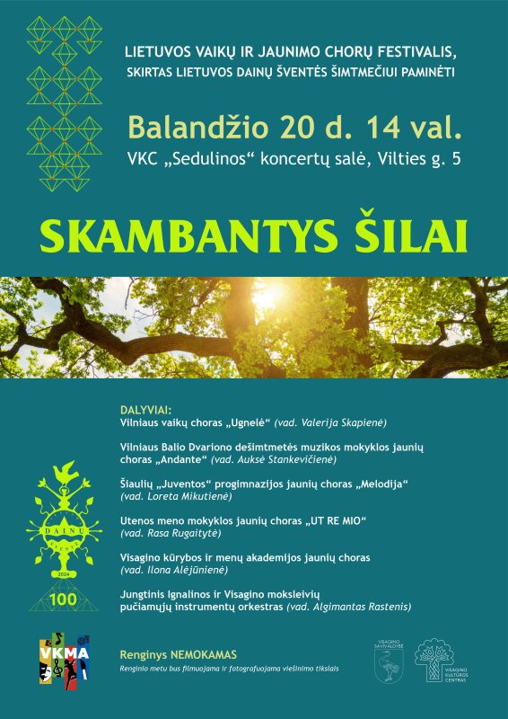 Kviečiame į Lietuvos vaikų ir jaunimo chorų festivalį „SKAMBANTYS ŠILAI“