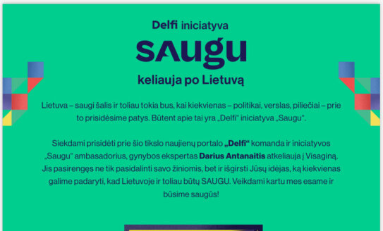 „Delfi“ iniciatyva „Saugu“ atvyksta į Visaginą 