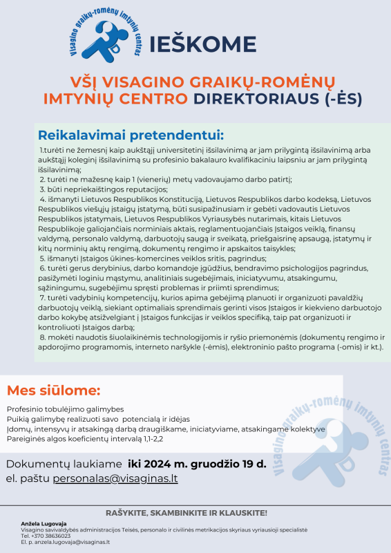 Konkursas Viešosios įstaigos Visagino graikų-romėnų imtynių centro direktoriaus pareigoms eiti