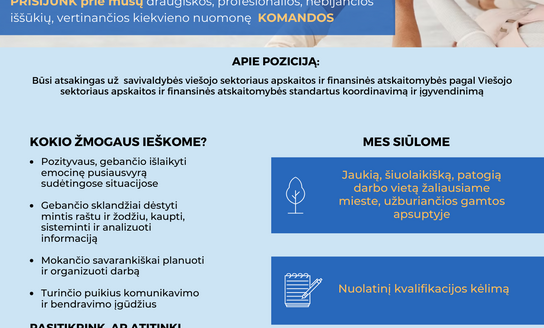 Ieškome Visagino savivaldybės administracijos Finansų ir biudžeto skyriaus vyriausiojo specialisto
