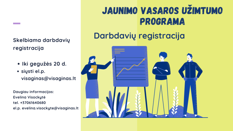 Skelbiama darbdavių registracija į Jaunimo vasaros užimtumo programą!