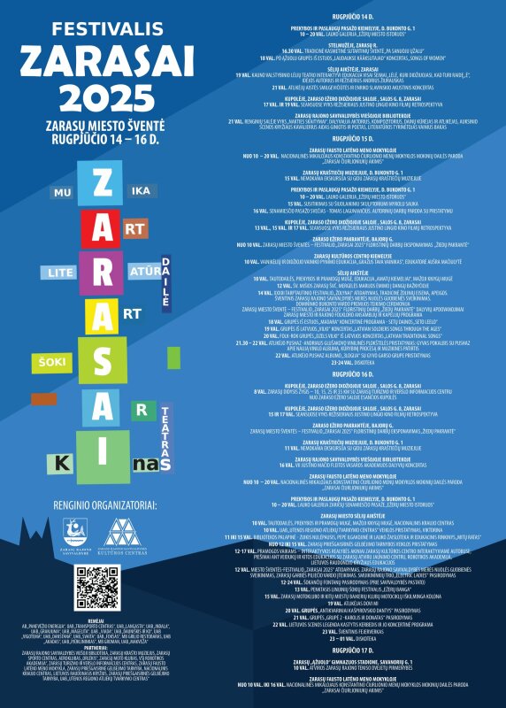 ZARASŲ MIESTO ŠVENTĖS-FESTIVALIO „ZARASAI 2025“ PROGRAMA